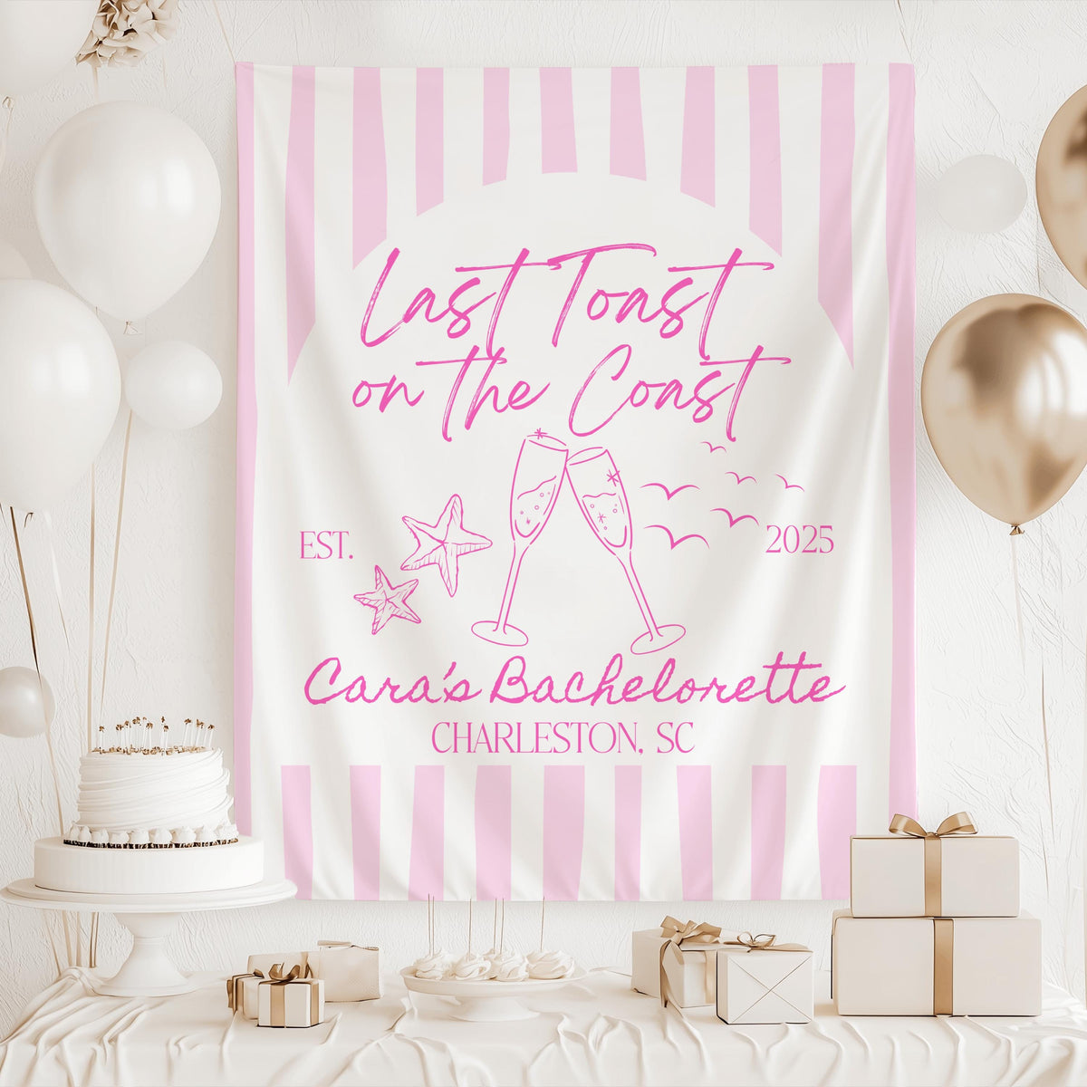 Last Toast on the Coast Banner, Charleston Bachelorette Sign, Coastal Bachelorette Backdrop, Beach Bachelorette Decorations