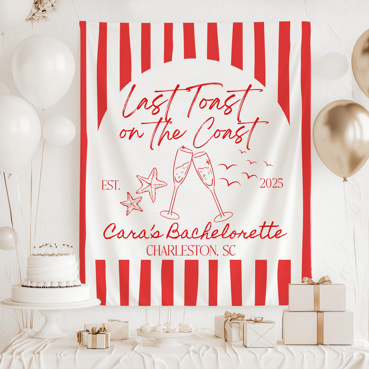 Last Toast on the Coast Banner, Charleston Bachelorette Sign, Coastal Bachelorette Backdrop, Beach Bachelorette Decorations