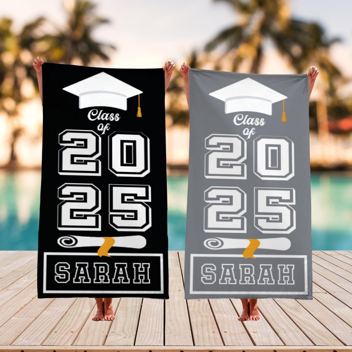 Class Of 2025 Beach Towel Gifts, Grad Custom Beach Towel, Pool Party Towel, Personalized GraduationGifts, Graduation Trip, Senior Vacation