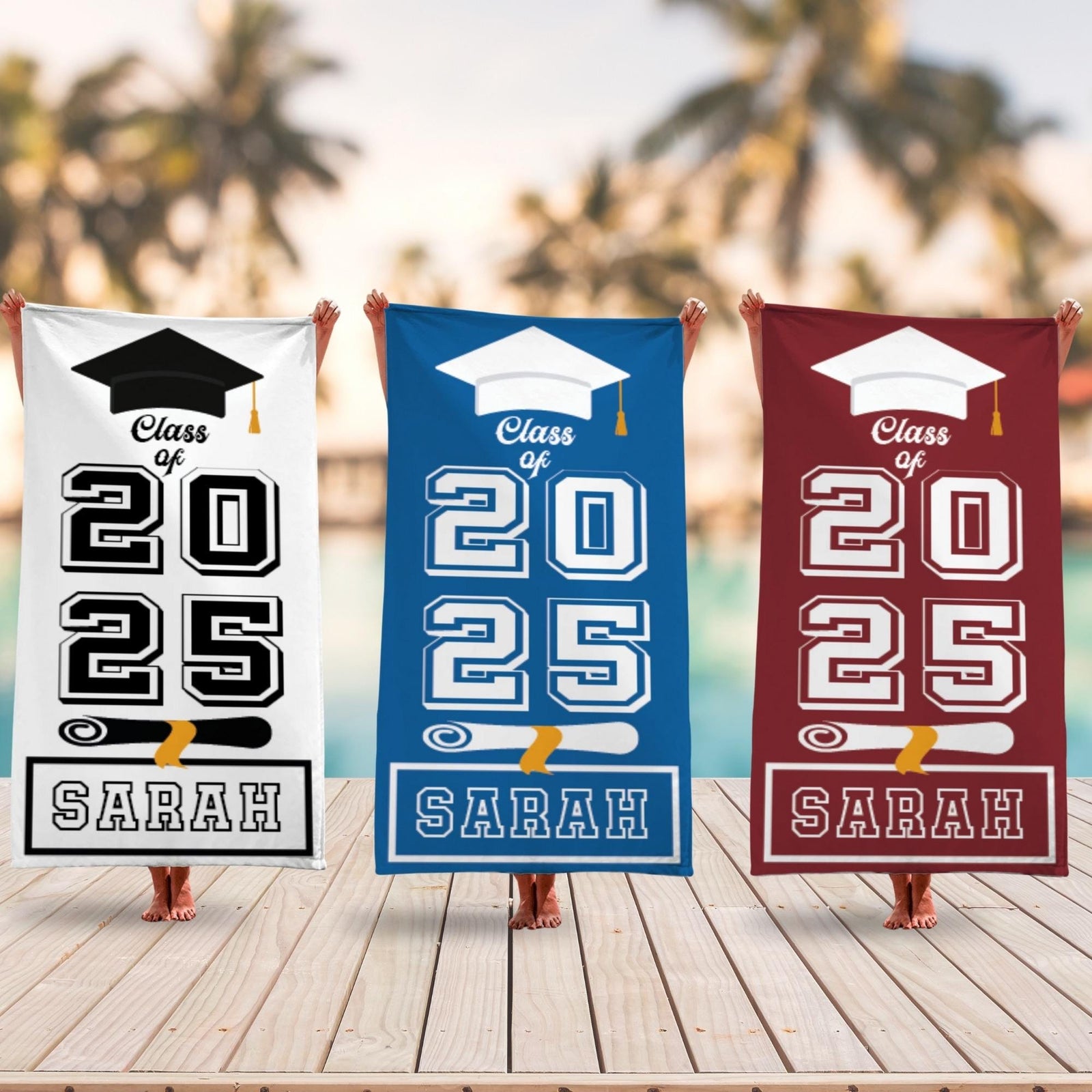 Class Of 2025 Beach Towel Gifts, Grad Custom Beach Towel, Pool Party Towel, Personalized GraduationGifts, Graduation Trip, Senior Vacation