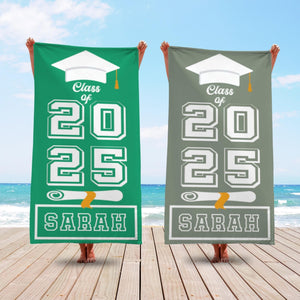 Class Of 2025 Beach Towel Gifts, Grad Custom Beach Towel, Pool Party Towel, Personalized GraduationGifts, Graduation Trip, Senior Vacation