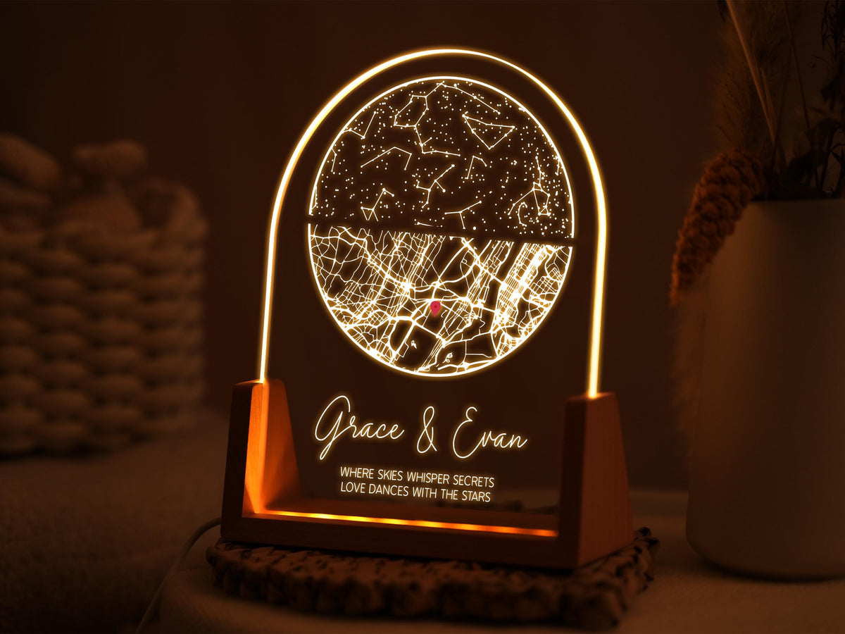 Personalized Map by Date, Star Map Night Light, Custom Star Chart, Anniversary Gift, Gift for Girlfriend, Graduation Gifts