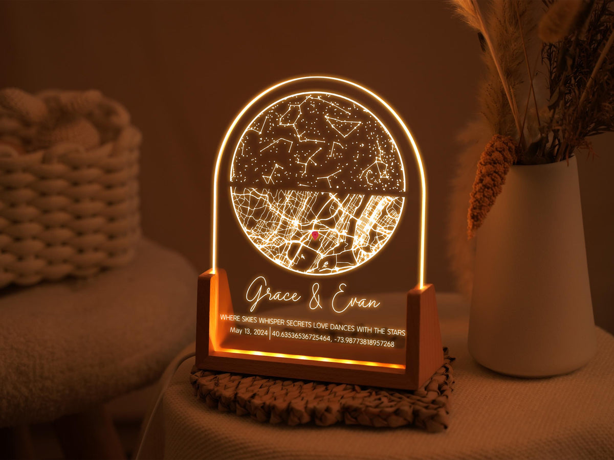 Personalized Map by Date, Star Map Night Light, Custom Star Chart, Anniversary Gift, Gift for Girlfriend, Graduation Gifts