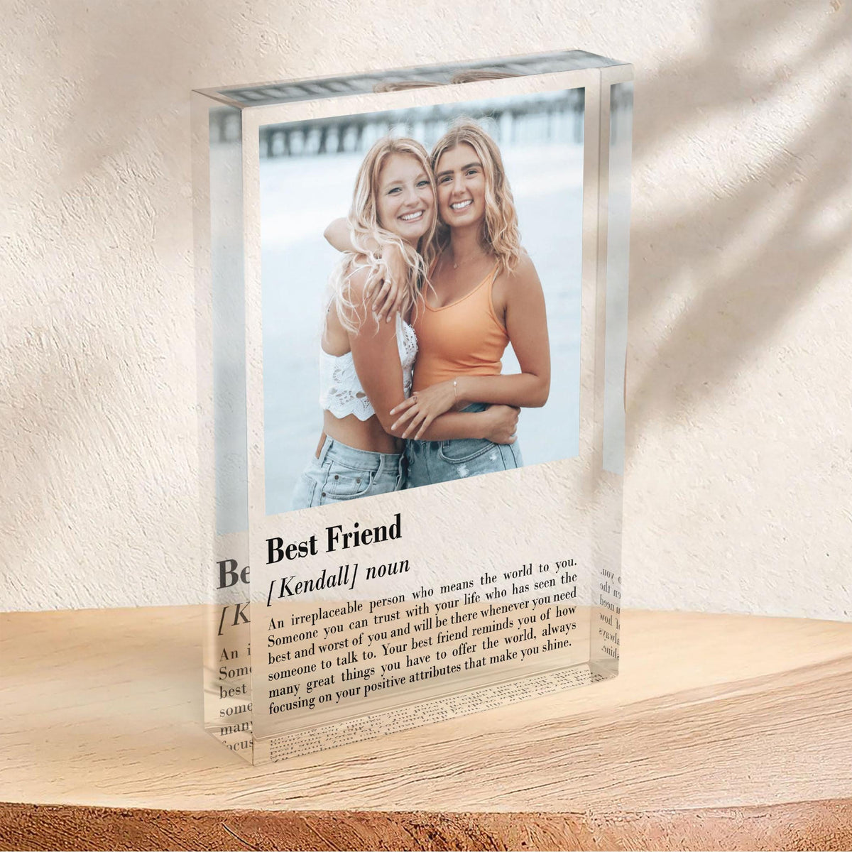 Personalised Best Friend Definition Thick Customized Acrylic Bestie Freestanding Plaque with Any Photo, Birthday Gift For Her, Bestie Gift