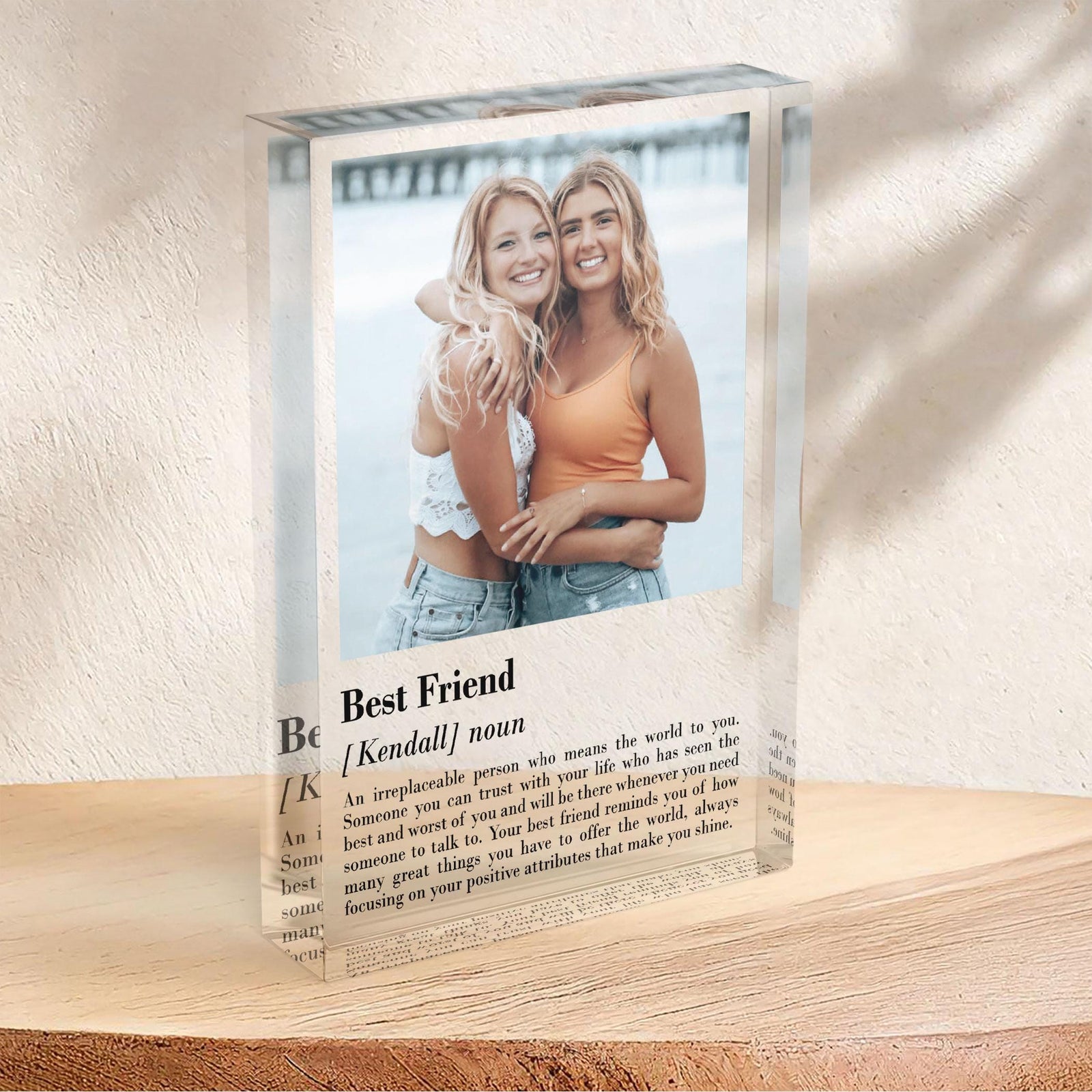 Personalised Best Friend Definition Thick Customized Acrylic Bestie Freestanding Plaque with Any Photo, Birthday Gift For Her, Bestie Gift