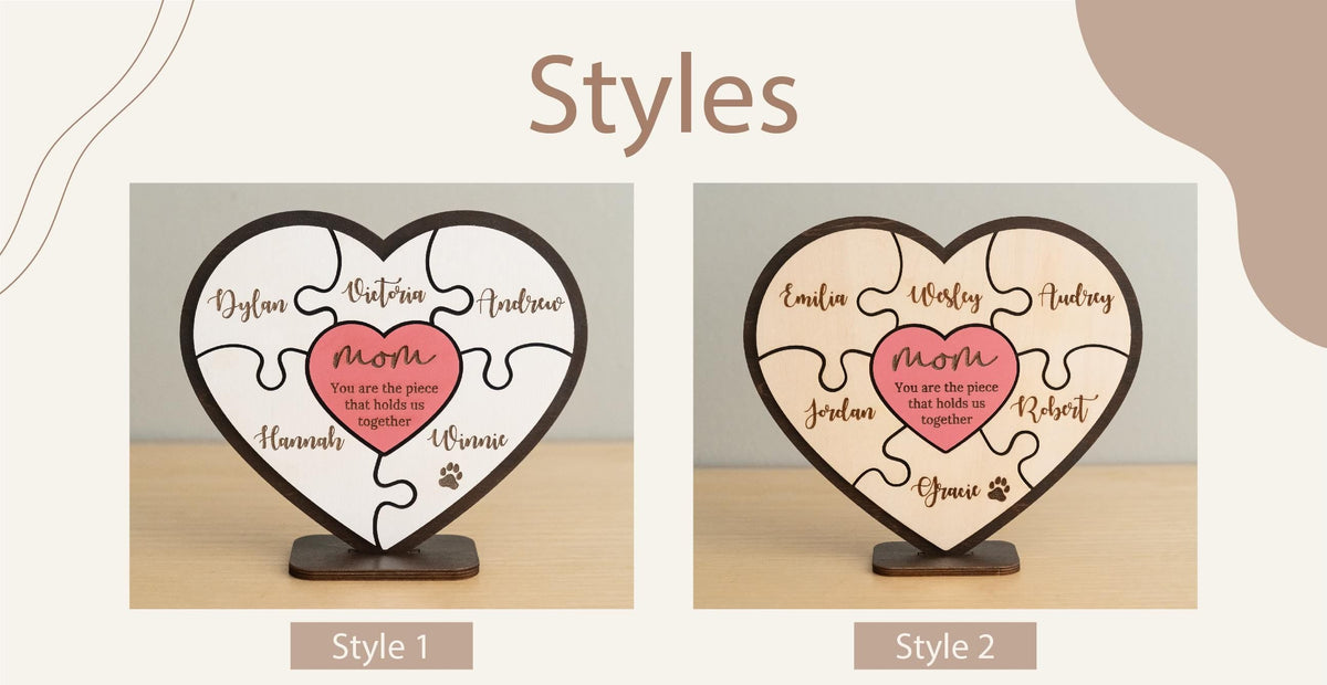 Mother's Day Puzzle Piece Sign - Small, Personalized Gifts for Mom from Kids, Birthday Present, You Are the Piece That Holds us Together