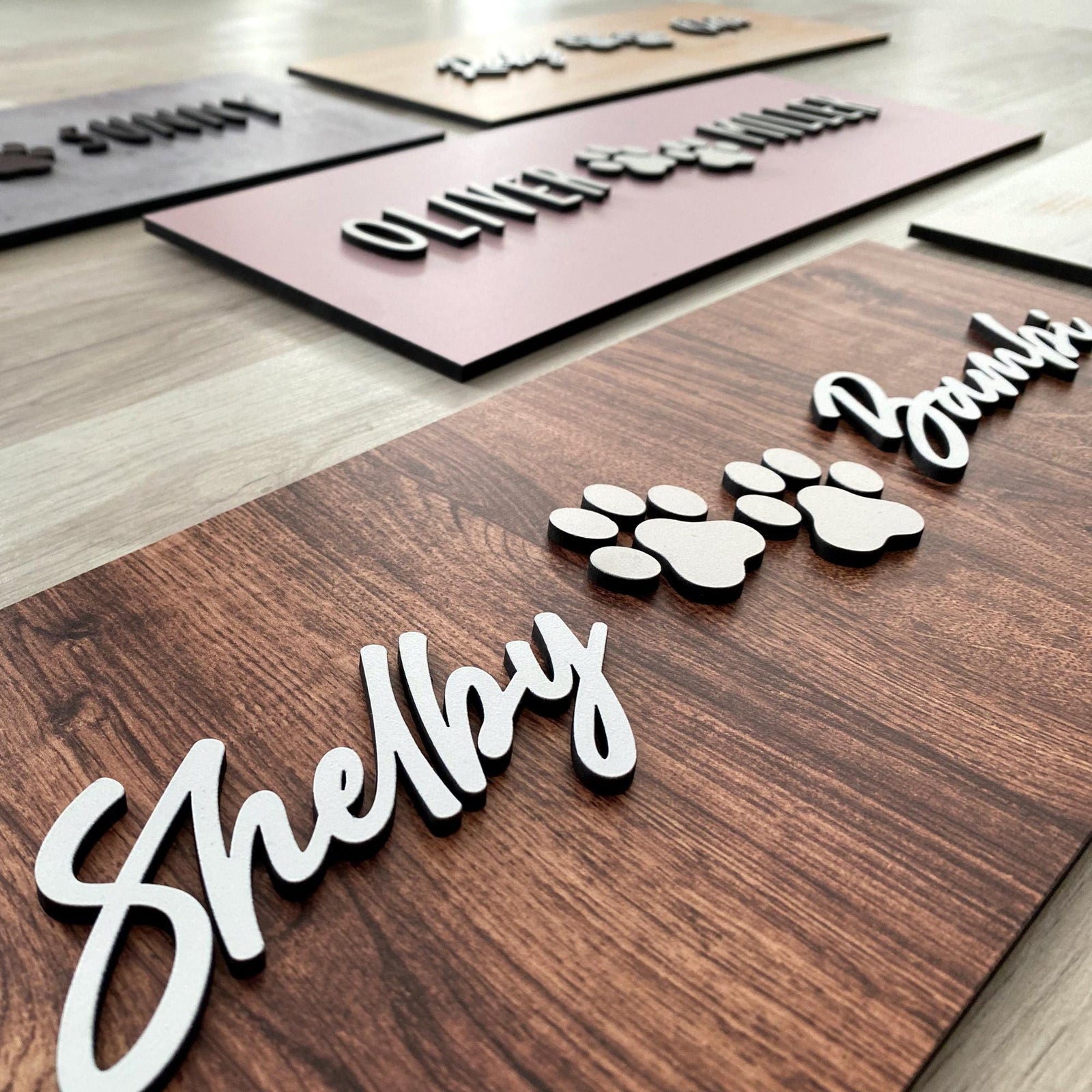 Personalized Dog Cat Wood Name Sign for Two Pet Sign Gift Home Decor for Cats Dogs Pet Raised Name Sign Puppy Gift Kitty Gift Cat Gift