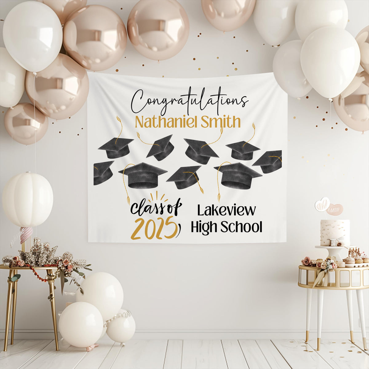 Custom Graduation Backdrop, Class of 2025 Banner, Custom Graduation Party Decorations, High School Graduation Sign, College Graduation Gift