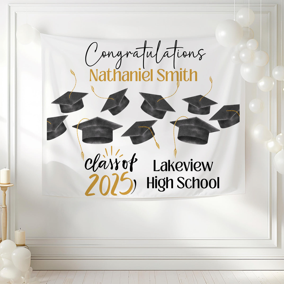 Custom Graduation Backdrop, Class of 2025 Banner, Custom Graduation Party Decorations, High School Graduation Sign, College Graduation Gift