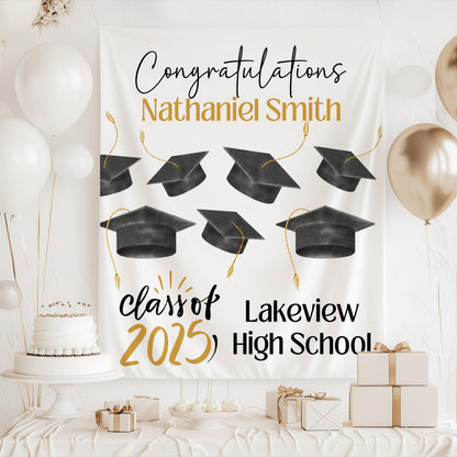 Custom Graduation Backdrop, Class of 2025 Banner, Custom Graduation Party Decorations, High School Graduation Sign, College Graduation Gift