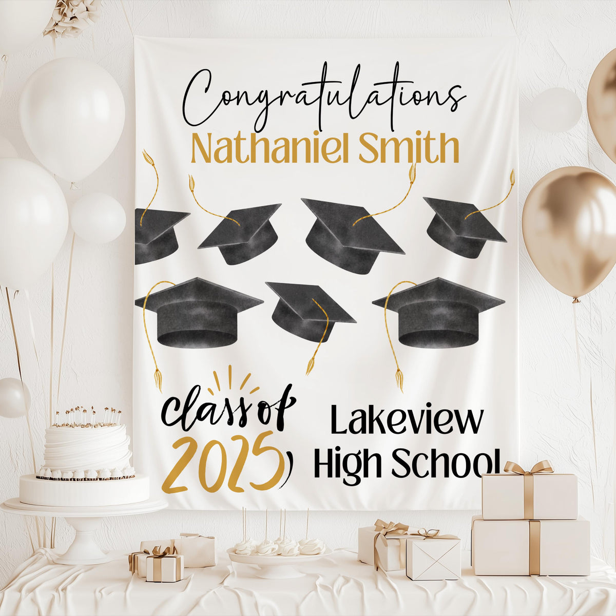 Custom Graduation Backdrop, Class of 2025 Banner, Custom Graduation Party Decorations, High School Graduation Sign, College Graduation Gift