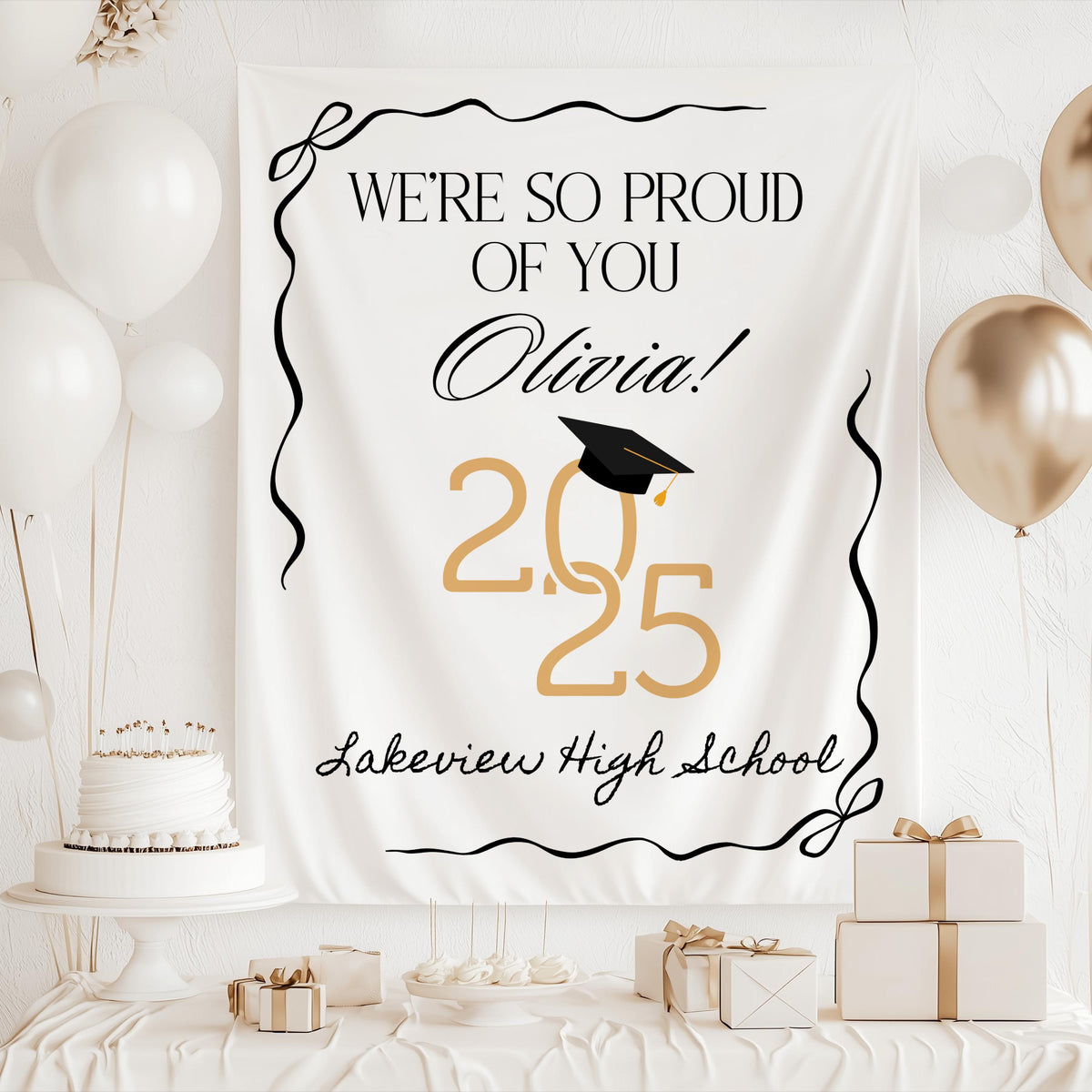 Class of 2025 Backdrop, Graduation Party Banner, Custom Graduation Party Decorations, High School Graduation Sign, College Graduation Gift