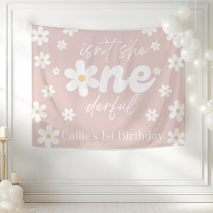 Isn't She Onederful Birthday Decor, Daisy 1st Birthday Backdrop, Onederful 1st Birthday Banner, Personalized 1st Birthday Sign