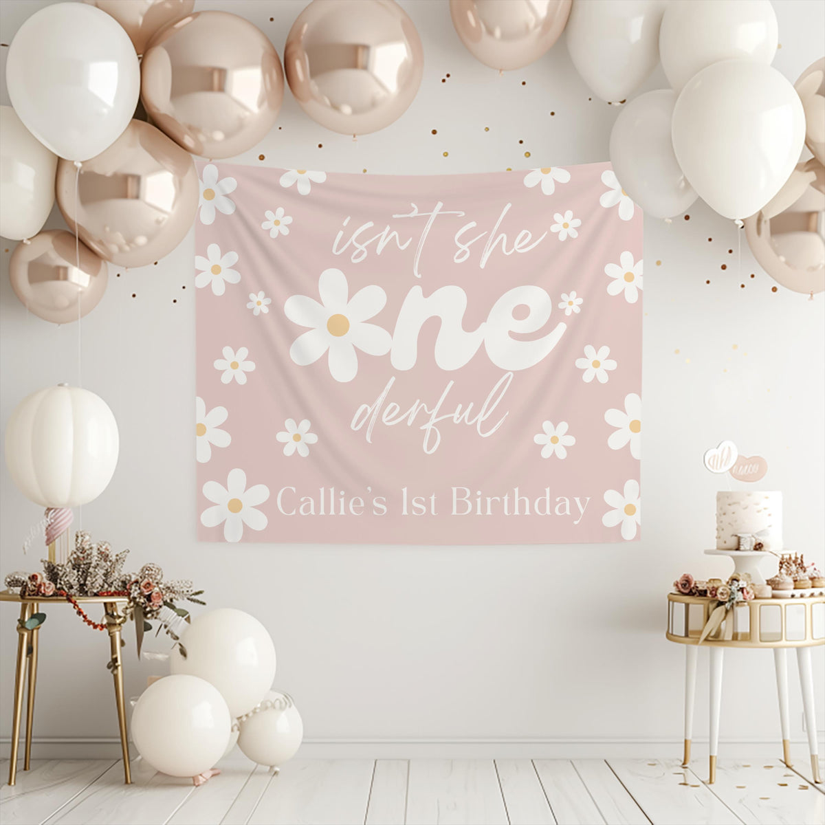 Isn't She Onederful Birthday Decor, Daisy 1st Birthday Backdrop, Onederful 1st Birthday Banner, Personalized 1st Birthday Sign