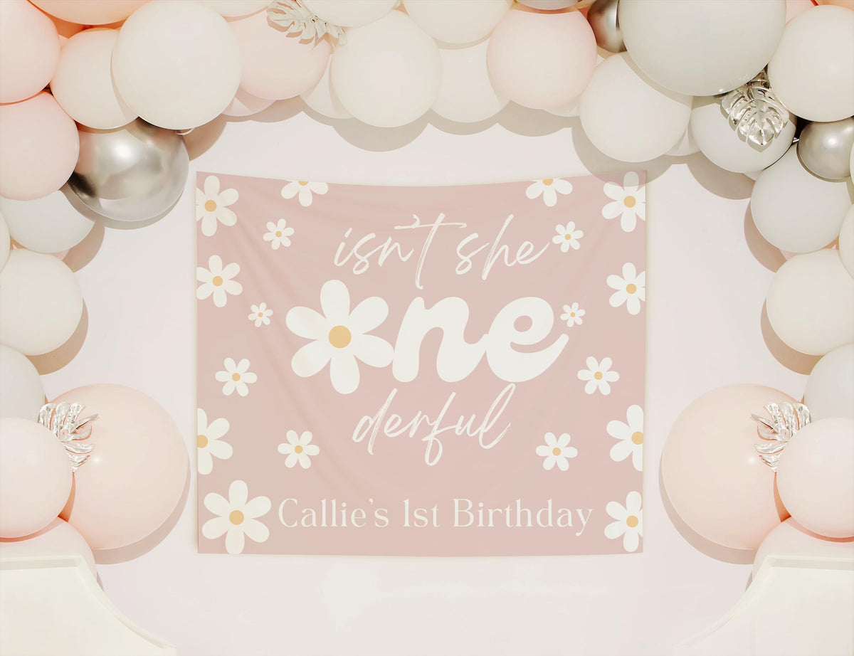 Isn't She Onederful Birthday Decor, Daisy 1st Birthday Backdrop, Onederful 1st Birthday Banner, Personalized 1st Birthday Sign