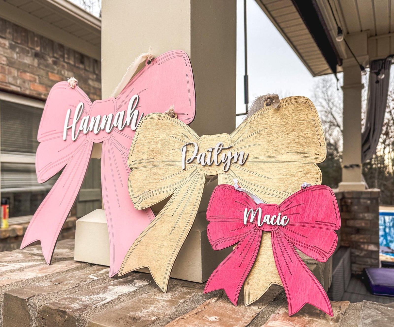 Personalized Wooden Bow Name Sign| Personalized Nursery & Kid's Door Hanger | Baby Girl Nursery | Baby Shower Gift | Bow Nursery Decor