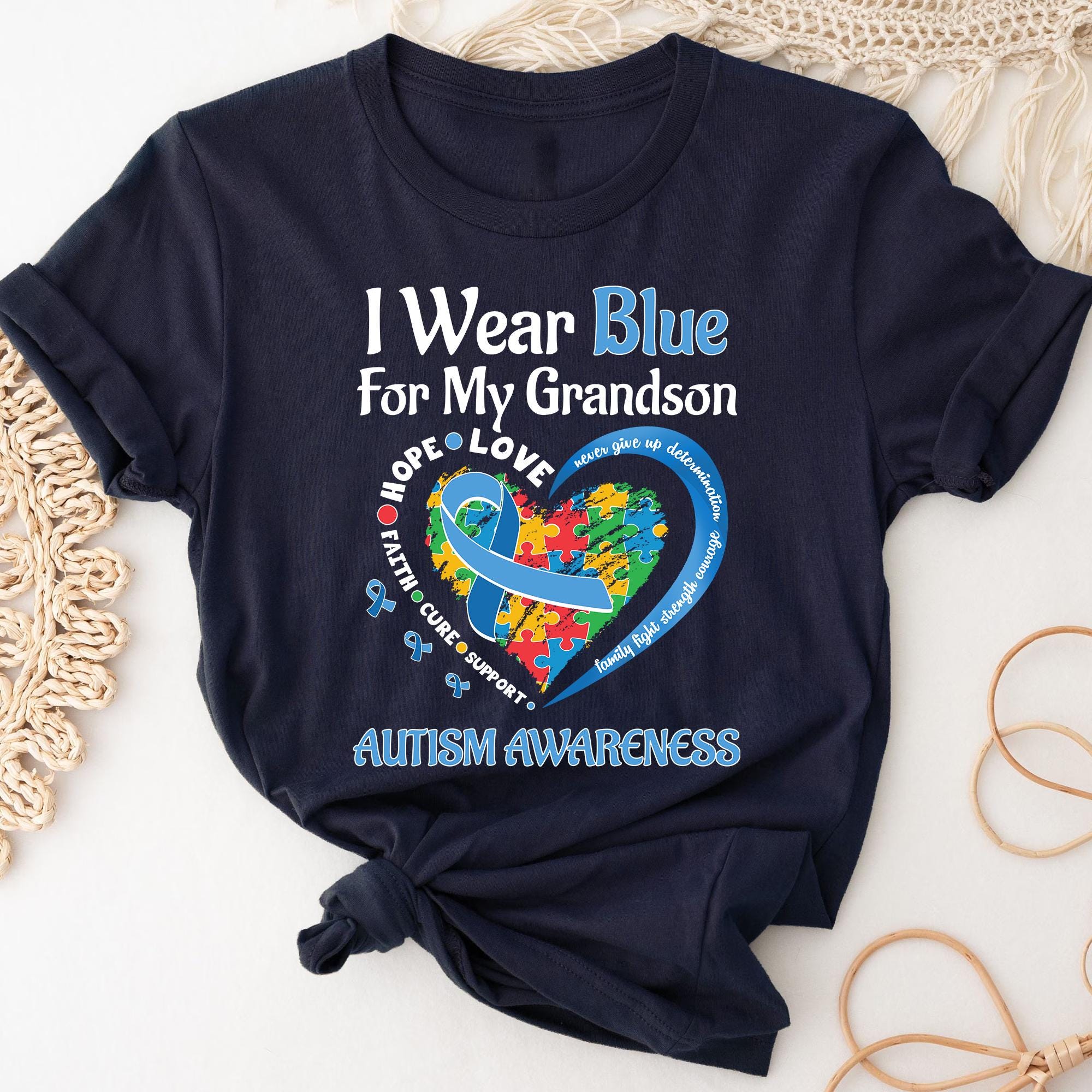 Custom In April I Wear Blue For My Son Shirt, Autism Awareness Shirt, Autism Acceptance Shirt, Autism Support Team Shirts
