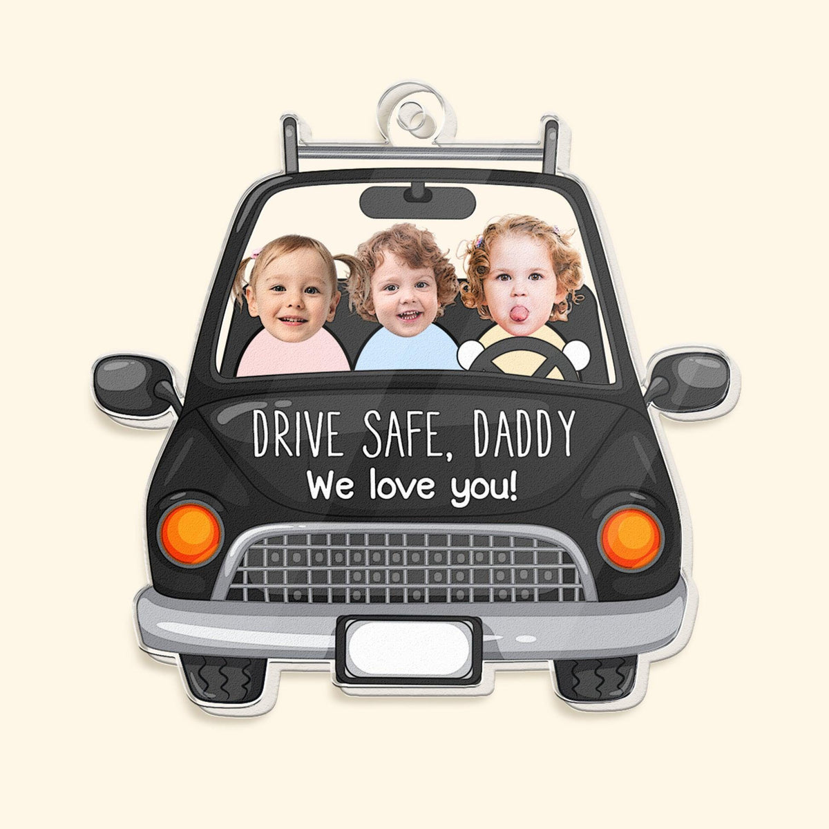 Drive Safe Daddy -Personalized Photo Keychain, Funny Car Gift,Custom Funny Face With Kid