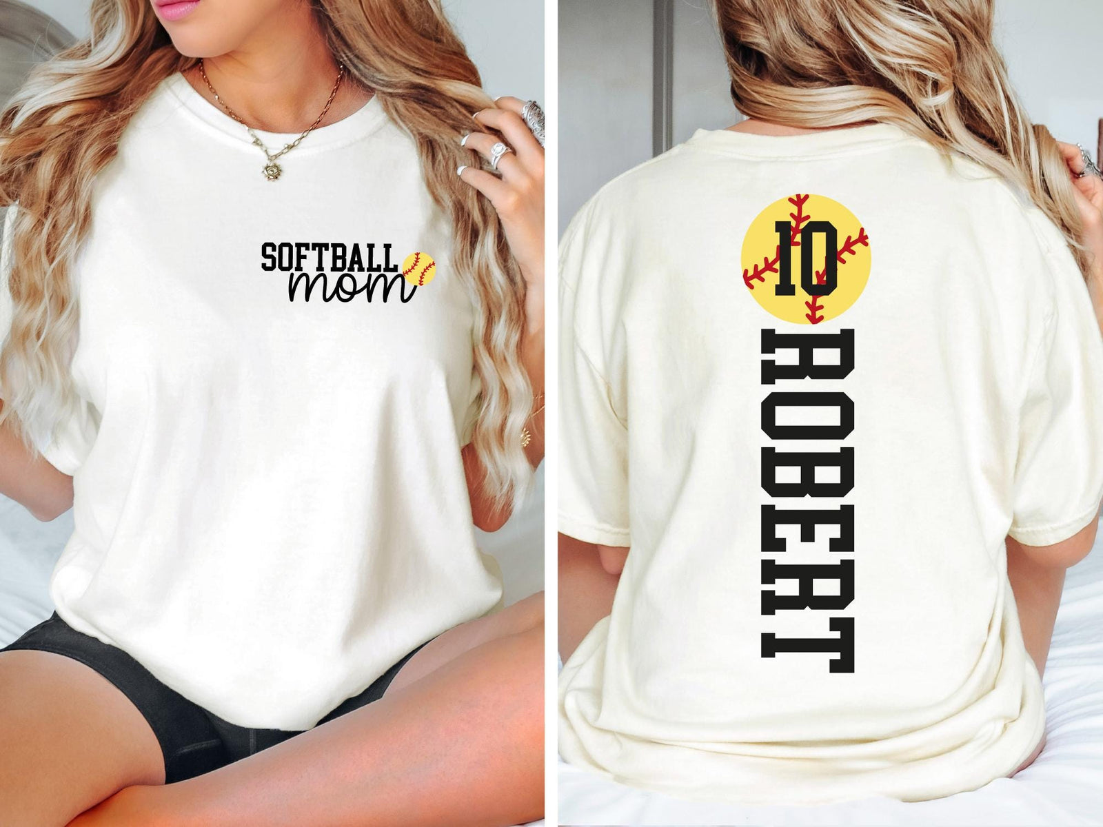 Personalize Softball Mom With Kids Name & Number Shirt, Cute Softball Mama Shirt, Mothers Day Gift For Softball Mom, Softball Season Mom