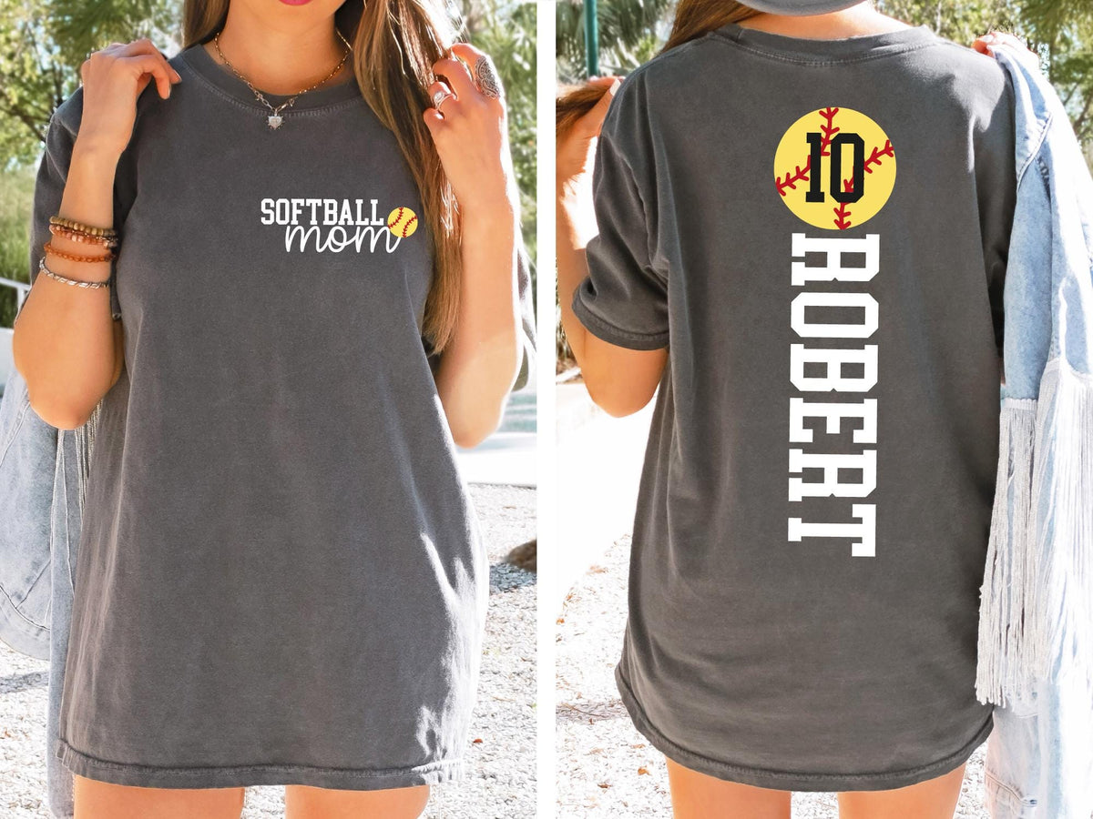 Personalize Softball Mom With Kids Name & Number Shirt, Cute Softball Mama Shirt, Mothers Day Gift For Softball Mom, Softball Season Mom