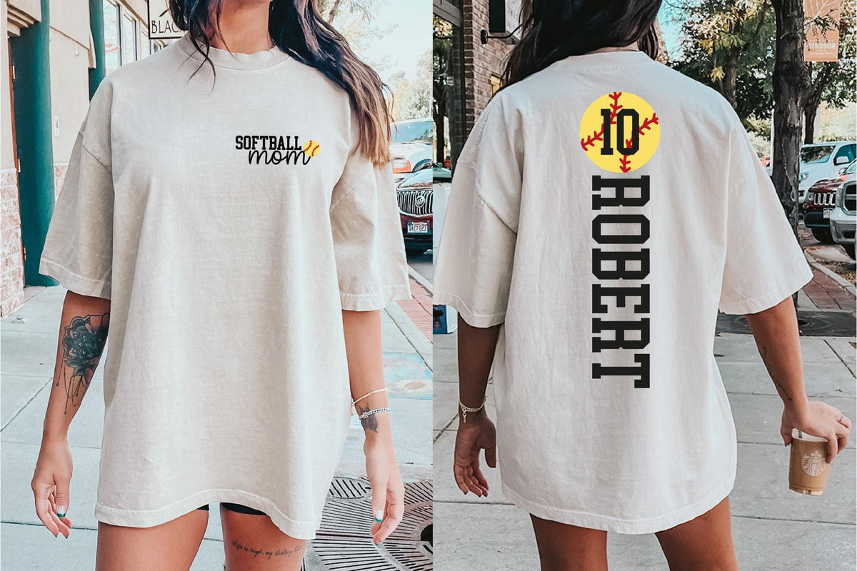 Personalize Softball Mom With Kids Name & Number Shirt, Cute Softball Mama Shirt, Mothers Day Gift For Softball Mom, Softball Season Mom