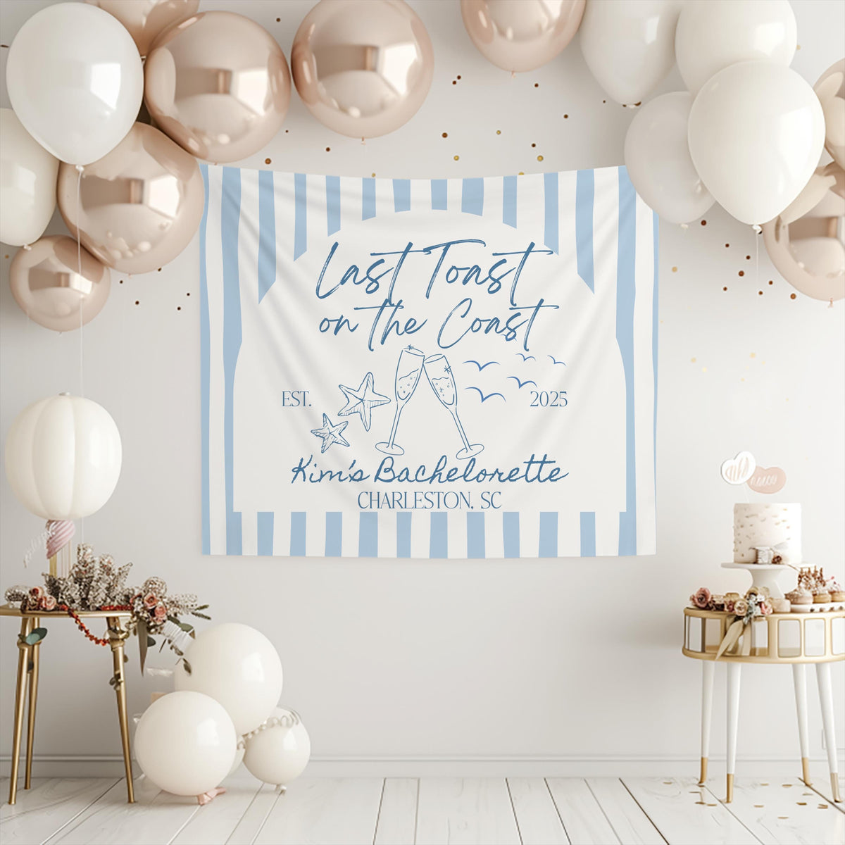 Last Toast on the Coast Banner, Charleston Bachelorette Sign, Coastal Bachelorette Backdrop, Beach Bachelorette Decorations