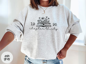 Chapter 30 1995 Sweatshirts For Women, Vintage 30th Birthday Year Number Sweater, Trendy 30th Milestone Best Friend 30 Bday Shirt For Her