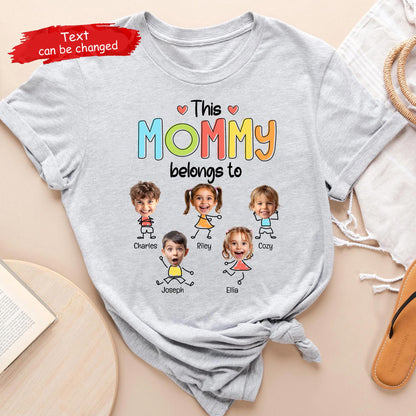 Personalized This Grandma Belongs To Drawing Shirt, Custom Photo Face Shirt, Kid Photo Shirt Gift For Grandma Mom
