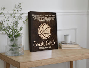 Personalized Basketball Coach Gift - Custom Team Names Wall Art - Thank You Plaque for Coach from Team Players