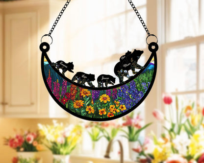 Custom Mama Bear Suncatcher, Custom Bear Family Suncatcher, Gift For Mom, Bear Gifts, Mothers Day Gift, Mom Birthday Gift, Window Hanging