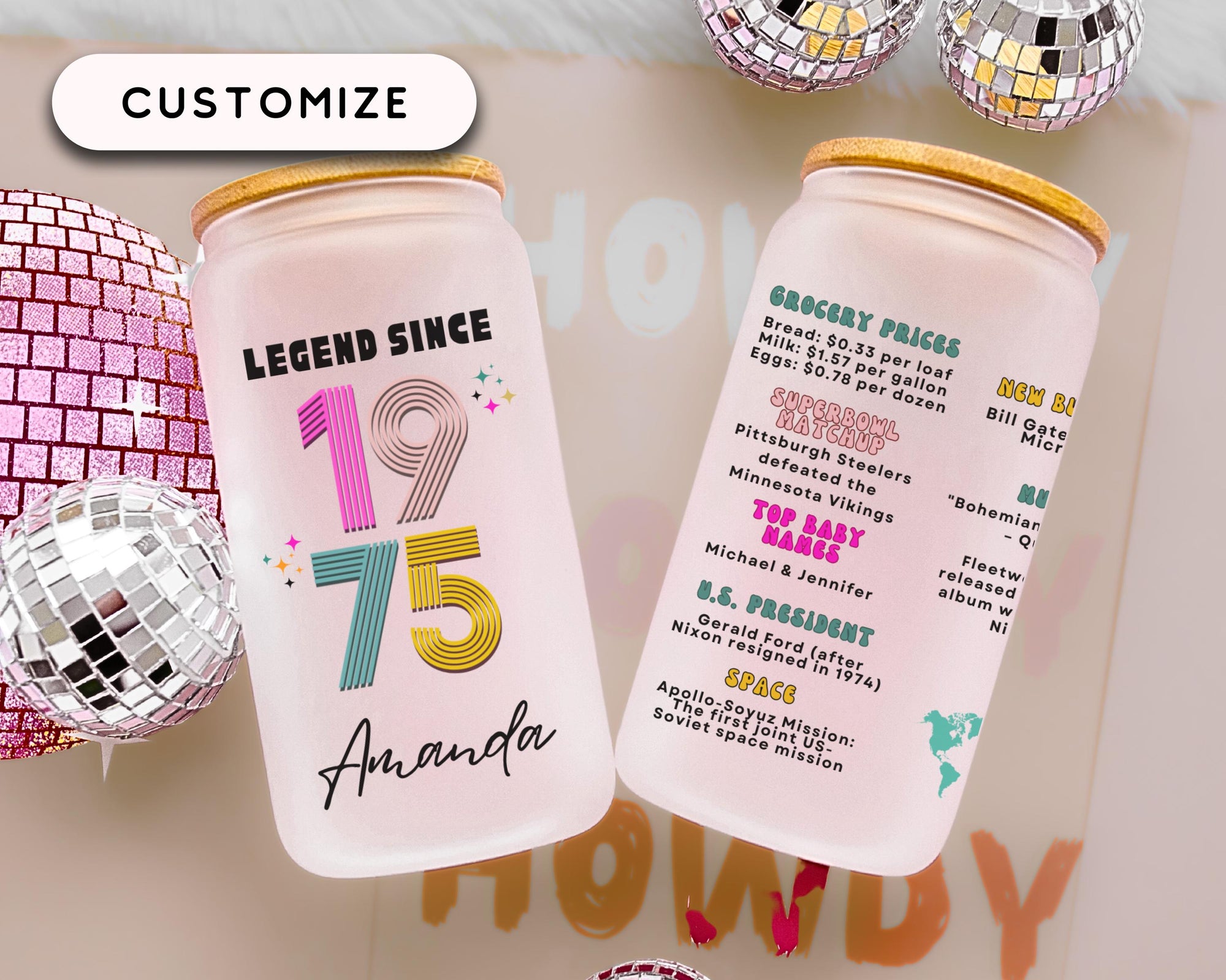 50th Birthday Cup, Legend Since 1975 Frosted Tumbler, 50th Birthday Gifts, 50 Birthday Gift Best Friend, Forty Years Frosted Glass Cup