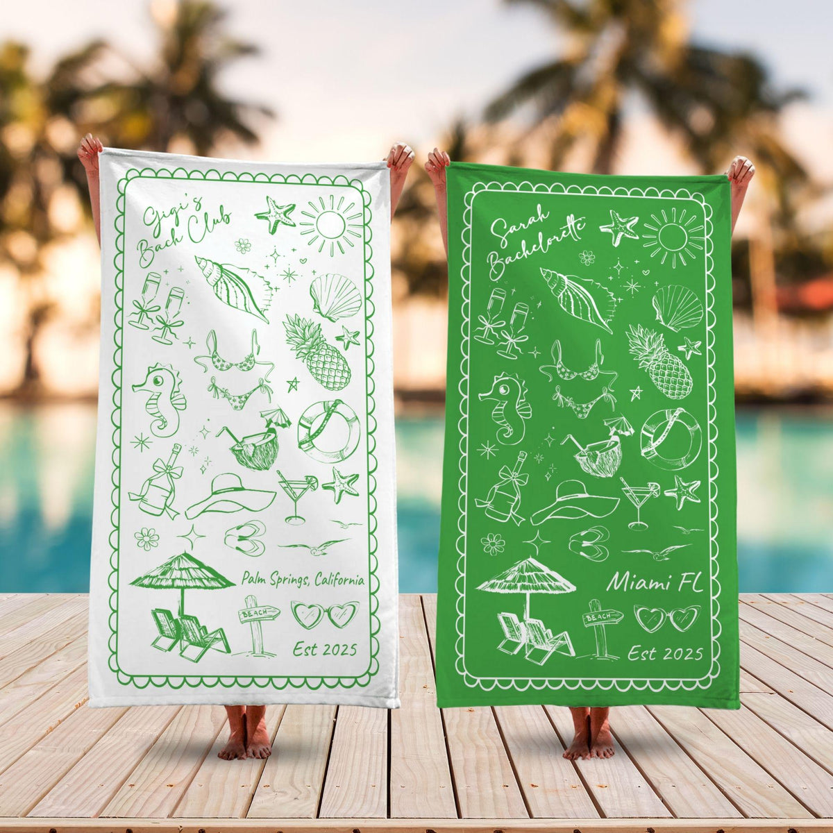 Personalized Bachelorette Beach Towel, Custom Location And Name Bachelorette Party Pool Towel, Bachelorette Trip Gift, Bride, Bridal Shower