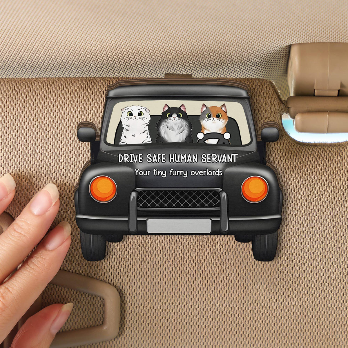 Drive Safe cat Lovers Drive Safe Human Servant Personalized Wooden Car Visor Clip, Pet Lover Gift, Dog Cat LOver, Funny Pet Gift