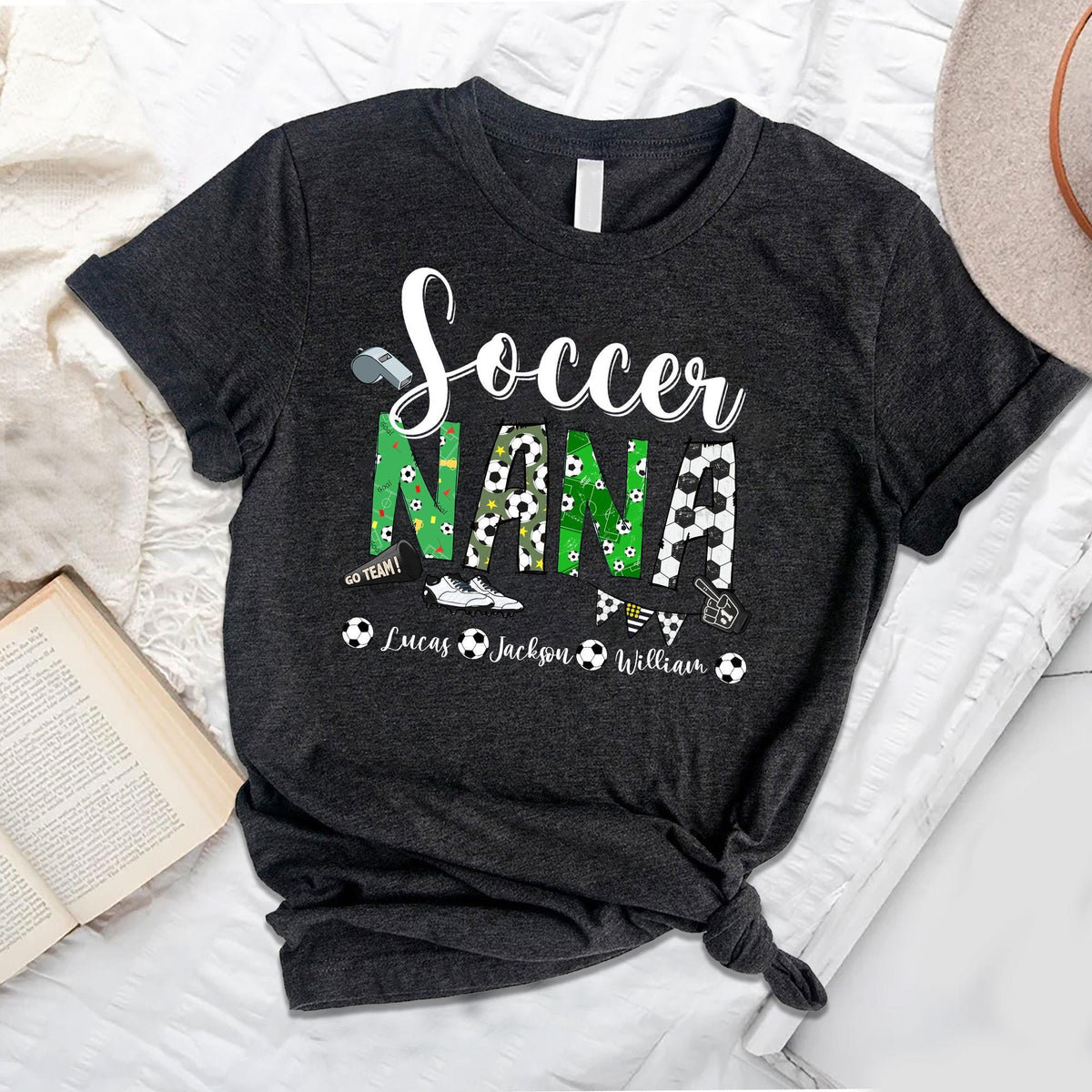 Personalized Soccer Grandma T-Shirt, Soccer Mom Shirt, Soccer Nana Shirts, Custom Kid's Name Sweatshirt, Sport Gift for Grandma, Mom, Gigi