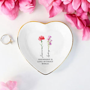 Custom Birth Flower Trinket Dish, Jewelry Dish, Gift For Her, Birthflower Gift, Trinket Dish, Bestie Gifts, Ceramic Dish, Birthday Gift