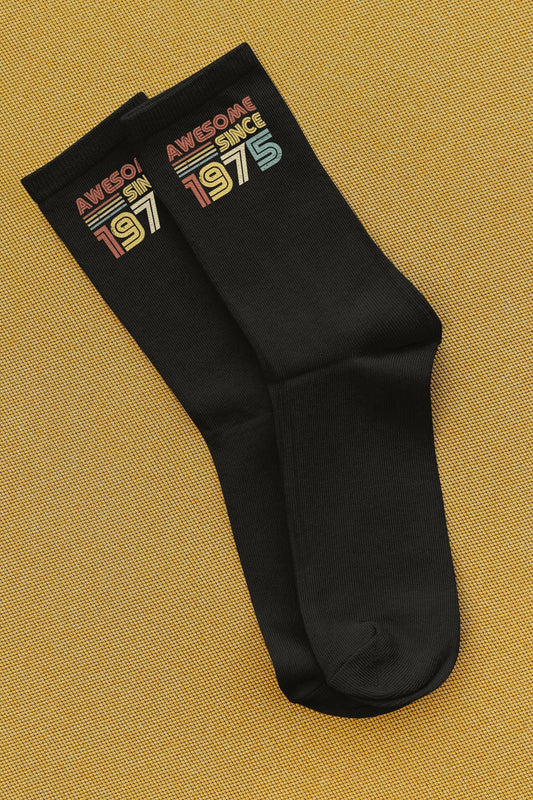 Awesome Since 1975 Socks, Vintage 50th Birthday Socks Gift, Retro 1975 Socks, Birthday Gift for Him, Classic 1975 Socks, 50 Years Old Socks