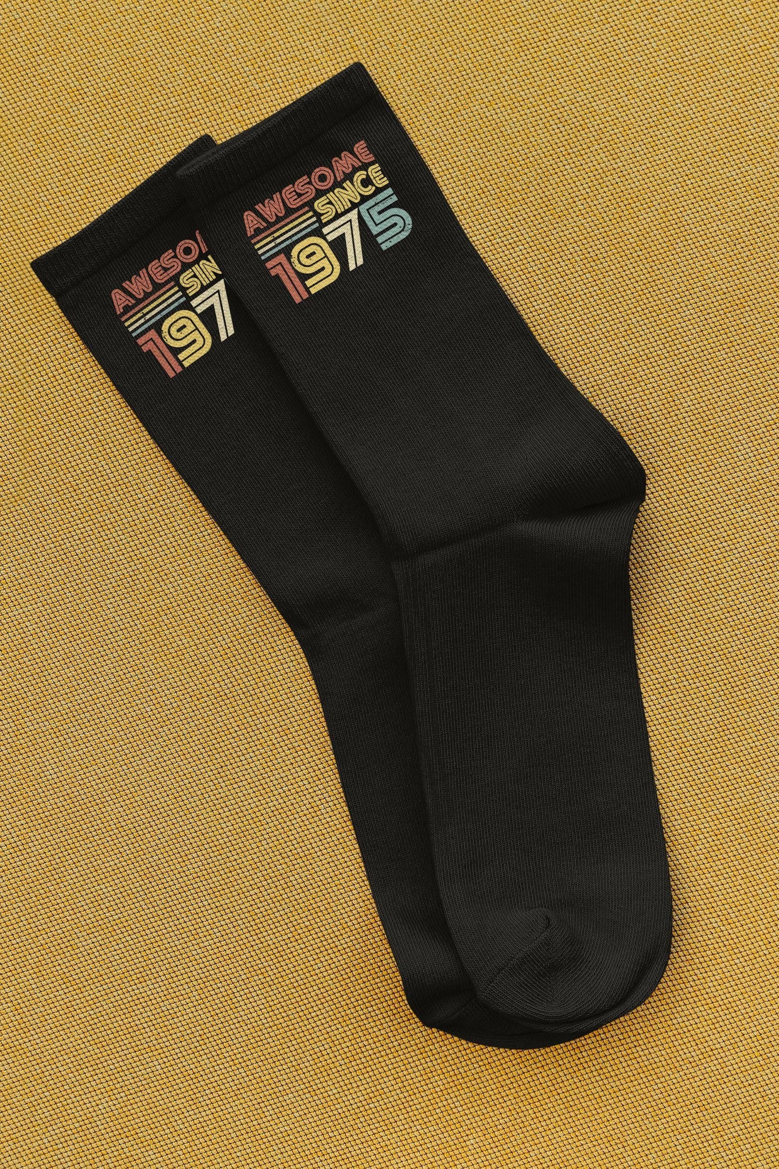 Awesome Since 1975 Socks, Vintage 50th Birthday Socks Gift, Retro 1975 Socks, Birthday Gift for Him, Classic 1975 Socks, 50 Years Old Socks