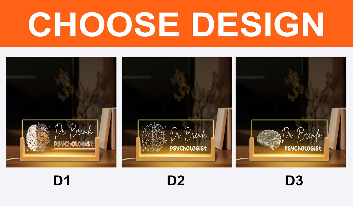 Psychologist Desk Name Plate, Neurologist Desk Sign, Psychology Student Graduation Gift, 3D Brain Desk Decor, Custom Gift for Neurologist