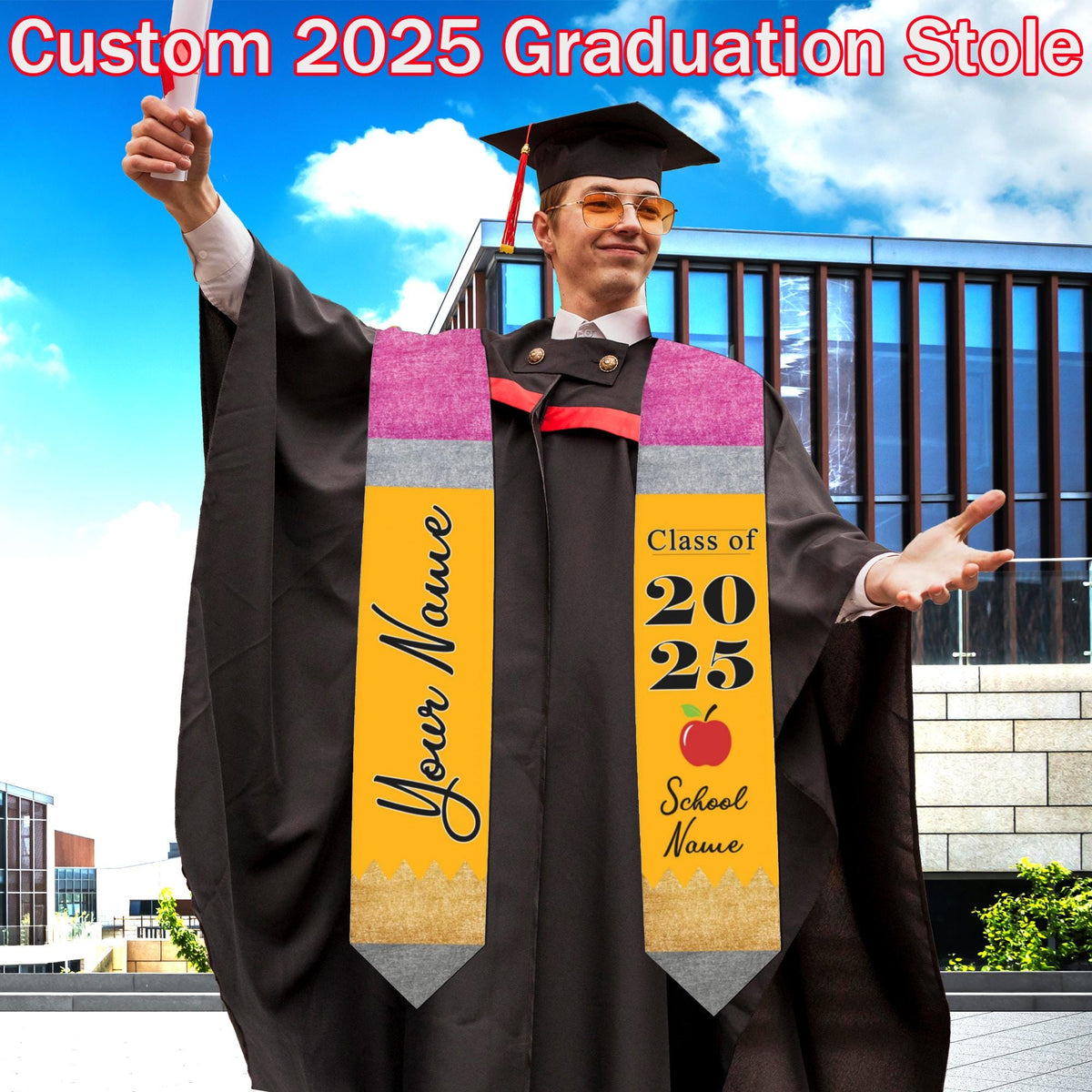 Custom Teacher's Graduation Stole,Personalized 2025 Grade Sash,Custom Name Gtraduate Gifts,Custom Class of 2025 Stole,Custom Gifts for Grad