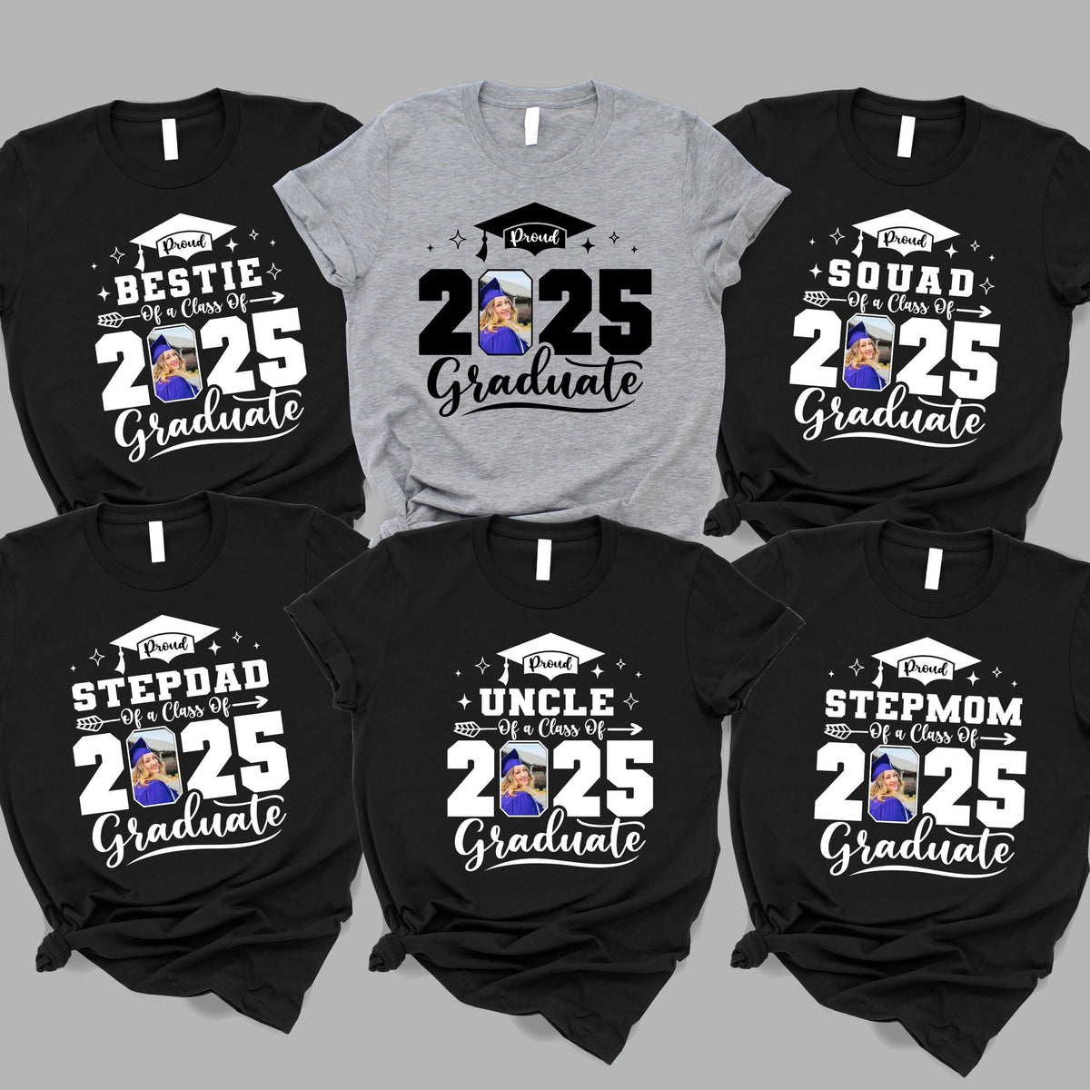 2025 Graduate Shirt With Your Custom Photo, Family Matching Graduation Tshirts, Graduation Party Gift, Senior 2025 Tee, College Graduation