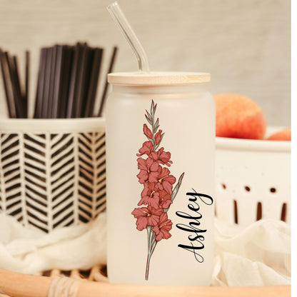 Personalized Iced Coffee Cup, Custom Name Cup, Tumbler Glass with Straw, Bachelorette Gifts, Aesthetic Cups, Party Favors, Cute Fall Cup