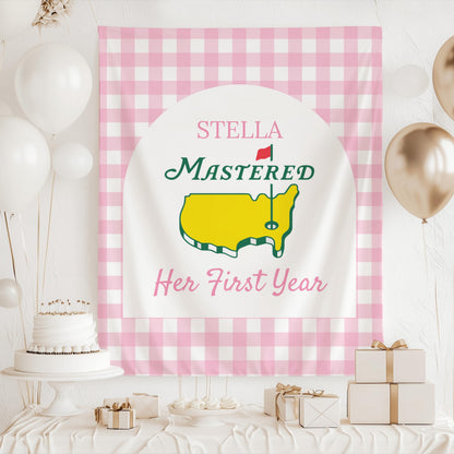 Masters 1st Birthday Party Decor, Masters Birthday Banner, Golf 1st Birthday Backdrop, Mastered First Birthday Banner, Personalized 1st Sign