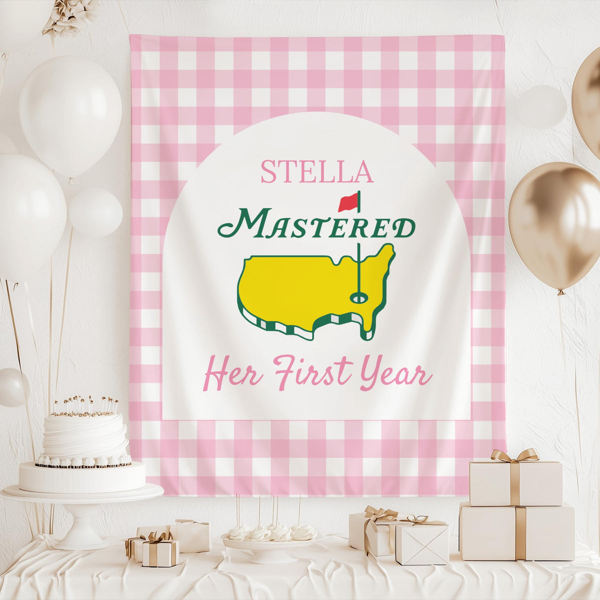 Masters 1st Birthday Party Decor, Masters Birthday Banner, Golf 1st Birthday Backdrop, Mastered First Birthday Banner, Personalized 1st Sign