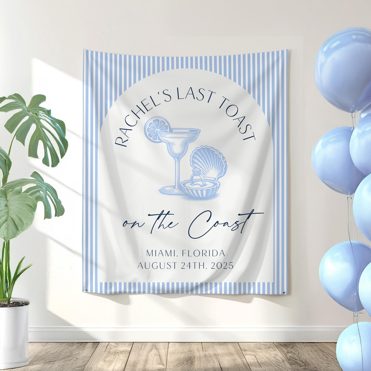 Last Toast on the Coast Bachelorette Party Backdrop, Custom Destination Bach Photo Backdrop