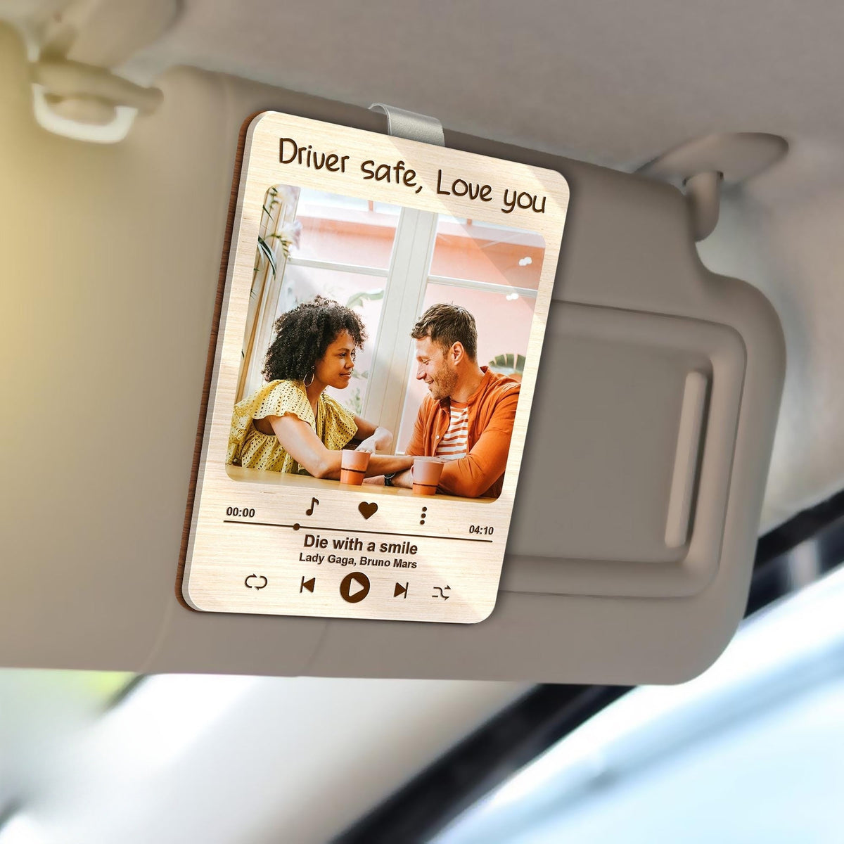 Custom Photo Car Visor Clip, Husband Gifts, Personalized Father's Day Gift, Couples Gift, Drive Safe Visor Clip With Picture,Car Photo Frame