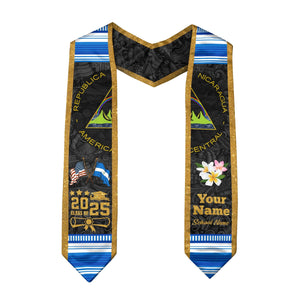 Personalized Nicaragua American Flag Graduation Sash 2025, Nicaragua Graduation Gift Stole Custom, Nicaragua Graduation Sash 2025 Gift