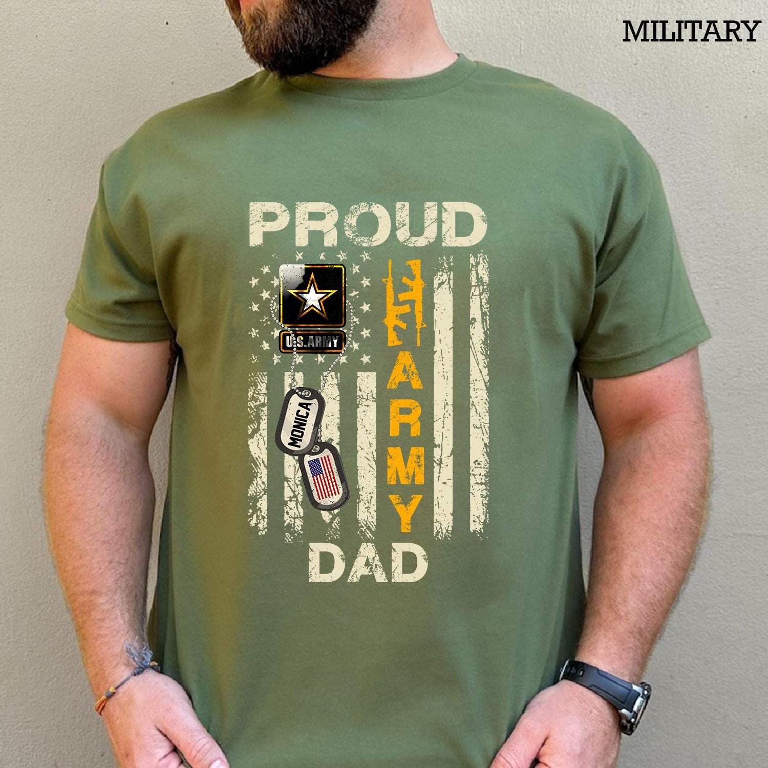 Custom Proud Army Family Mom Dad Brother Sister Papa Shirts, Personalized Army Dad T-Shirt, USA Army Family Outfits, Military Family Gift