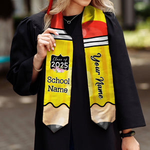 Custom Teacher Graduation Stole Class Of 2025, Teacher Stole 2025,Teacher Stole, Pencil Stole Graduation For Teachers, Sash For Teacher
