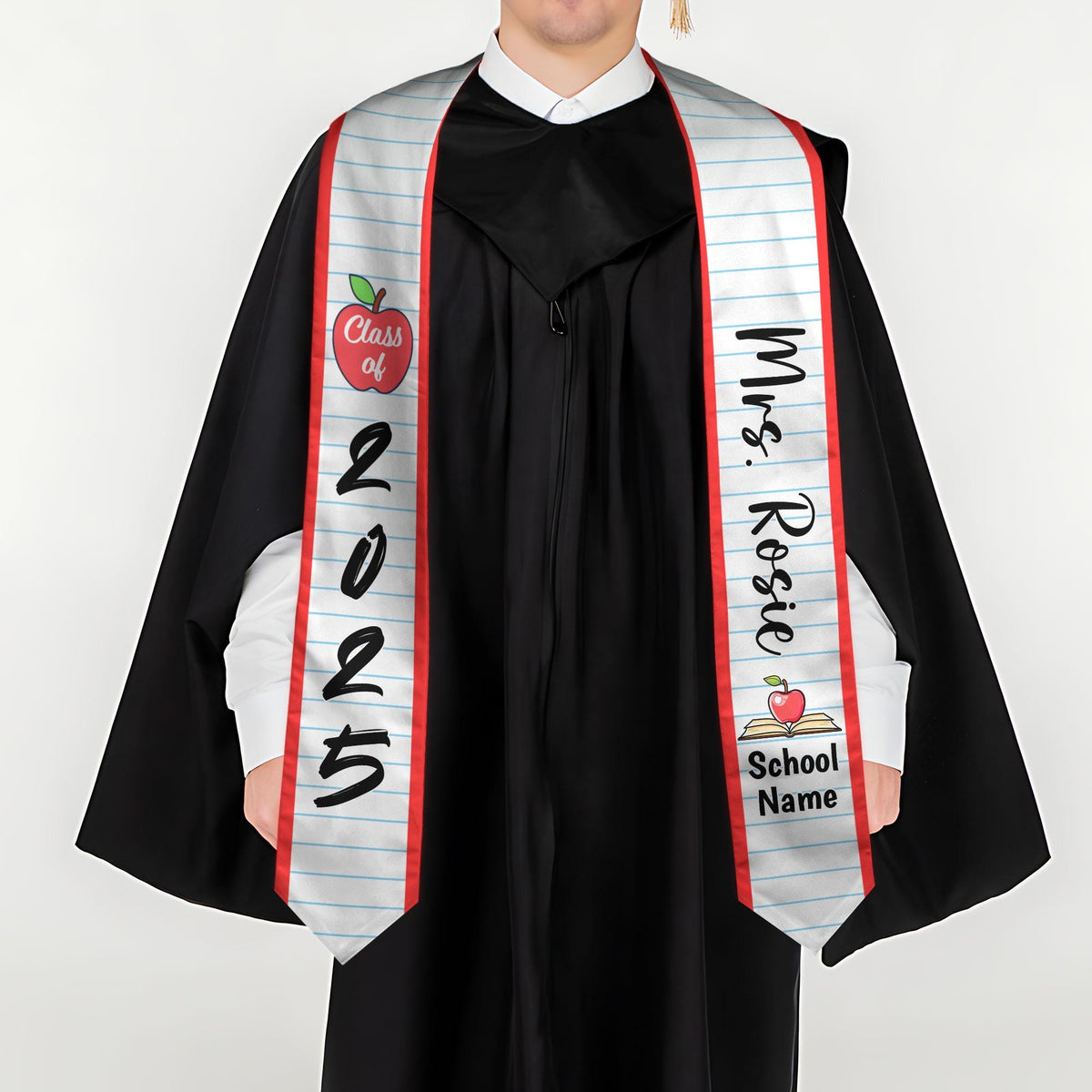 Custom Teacher Graduation Stole Class Of 2025, Teacher Stole 2025,Teacher Stole, Pencil Stole Graduation For Teachers, Sash For Teacher