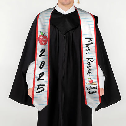 Custom Teacher Graduation Stole Class Of 2025, Teacher Stole 2025,Teacher Stole, Pencil Stole Graduation For Teachers, Sash For Teacher